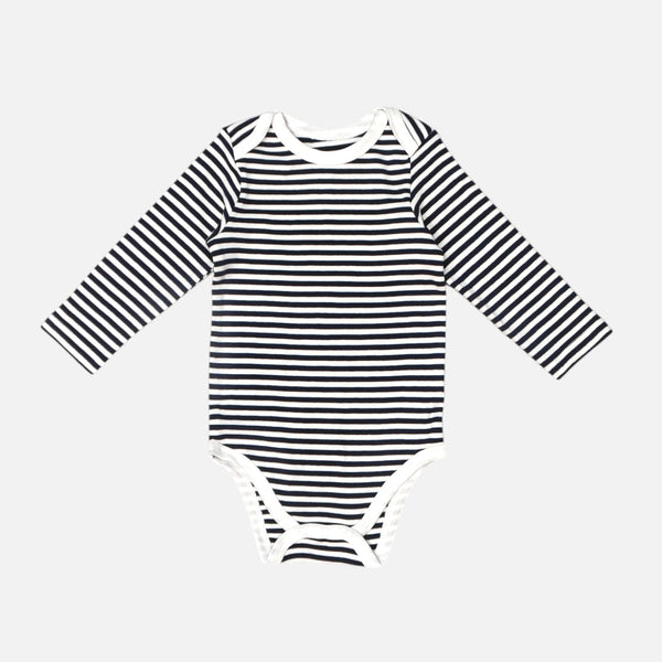 Blue Long Sleeves Striped Onesies