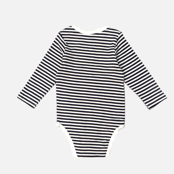 Blue Long Sleeves Striped Onesies