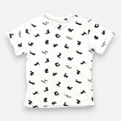 White Round Neck Printed T-shirt