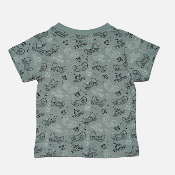 Green Round Neck Printed T-shirt