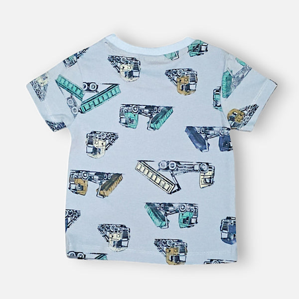 Blue Round Neck Printed T-shirt