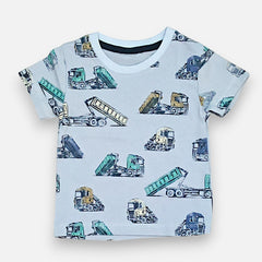 Blue Round Neck Printed T-shirt