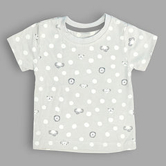 Grey Round Neck Printed T-shirt