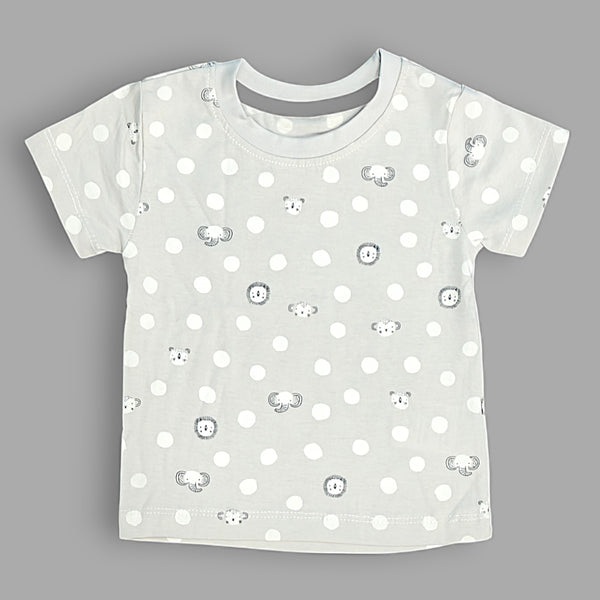 Grey Round Neck Printed T-shirt