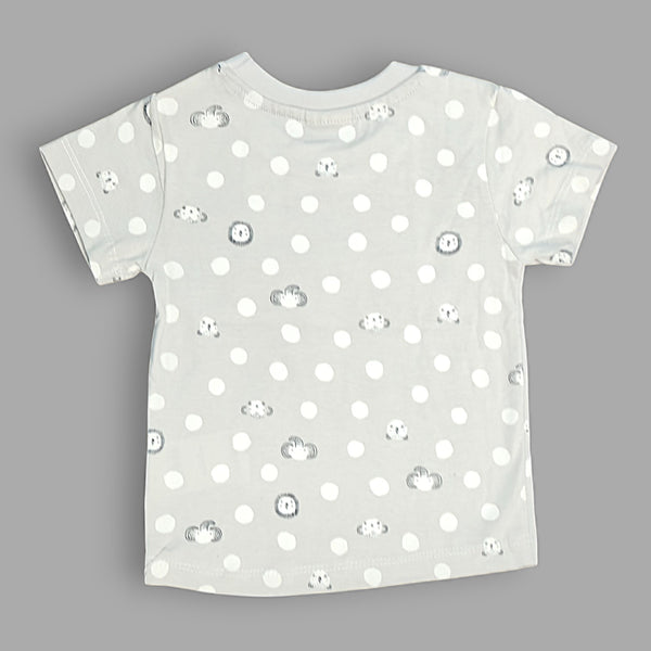 Grey Round Neck Printed T-shirt
