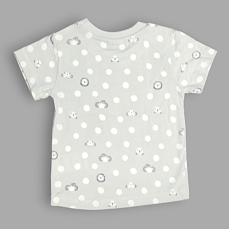 Grey Round Neck Printed T-shirt