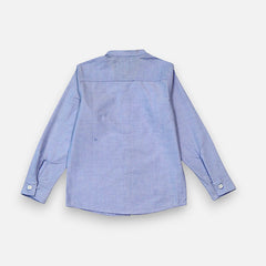 Light Blue Mandarin Collar Casual Shirt
