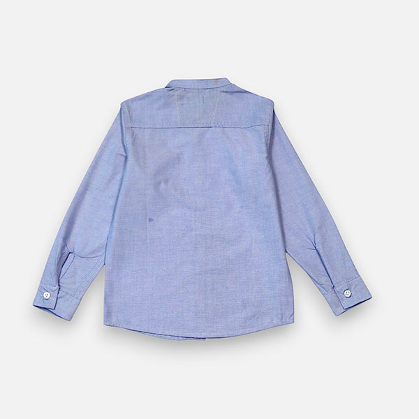 Light Blue Mandarin Collar Casual Shirt