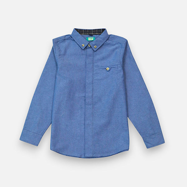 Denim Blue Mandarin Collar Shirt