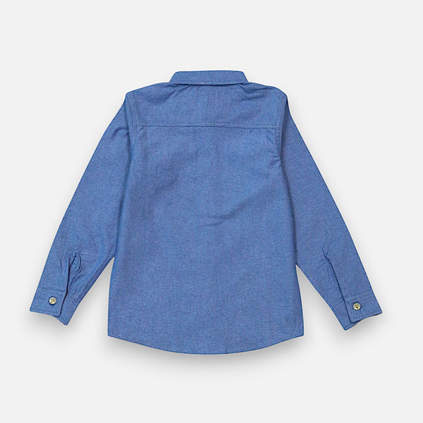 Denim Blue Mandarin Collar Shirt