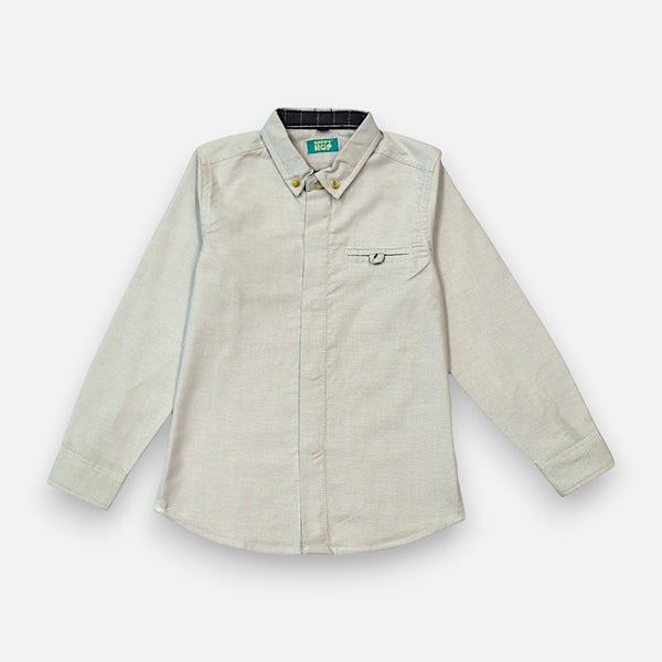Grey Mandarin Collar Shirt