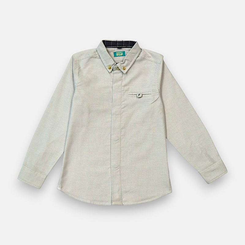 Grey Mandarin Collar Shirt