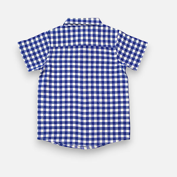 Blue Casual Checked Shirt Half Sleeves