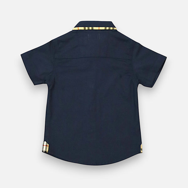 Navy Blue Cotton Plain Half Sleeves Shirt