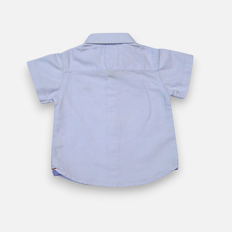 Light Blue Cotton Solid Half Sleeves Shirt