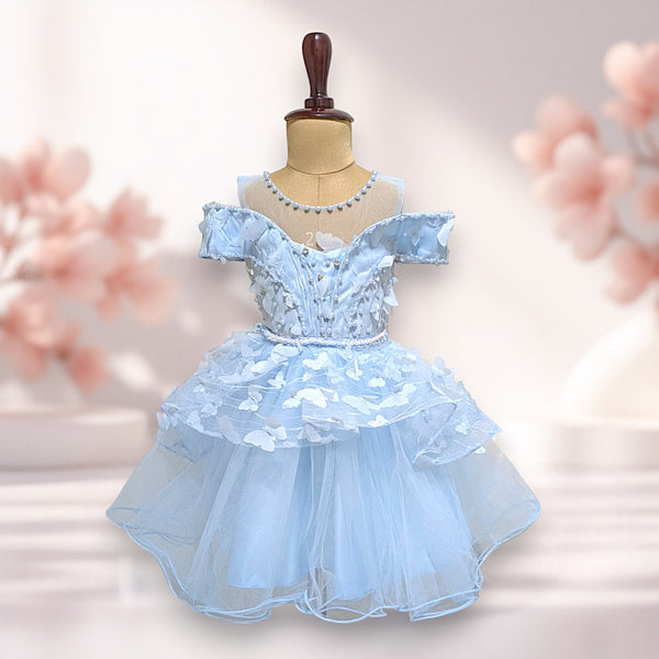 Light Blue Knee Length Princess Dress