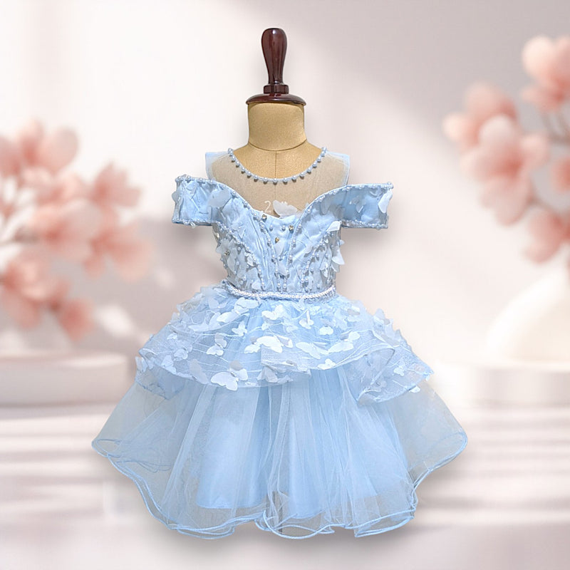 Light Blue Knee Length Princess Dress