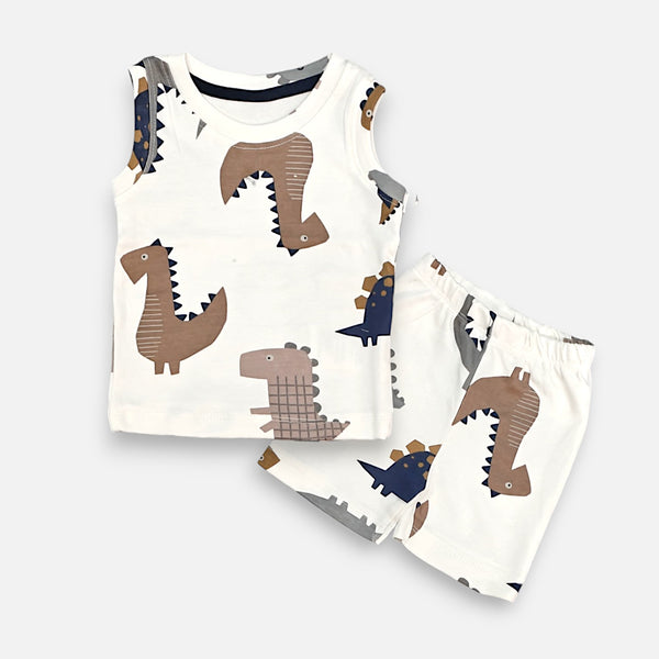 Dino Printed Vest and Short Set