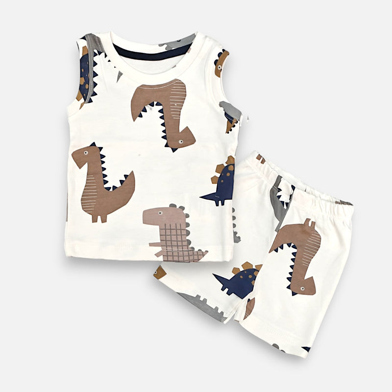 Dino Printed Vest and Short Set