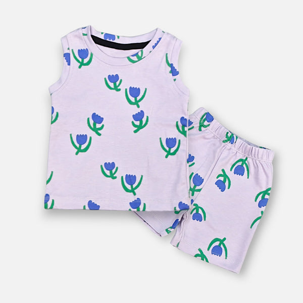 Flower Printed Vest and Short Set