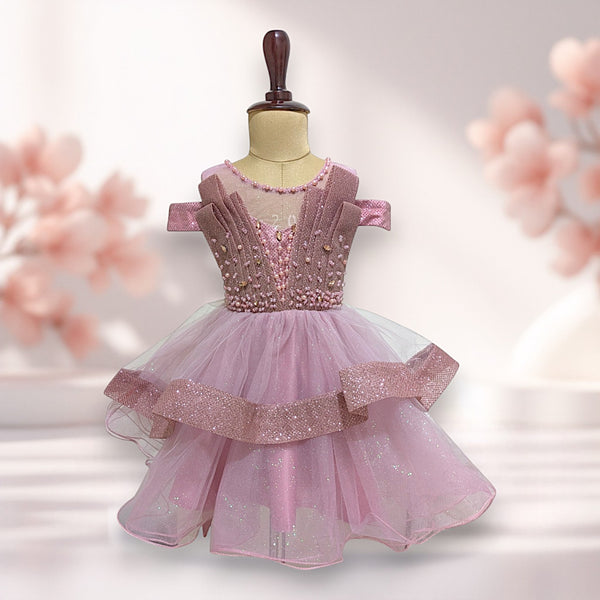 Mauve Elegant Pink Knee Length Princess Dress