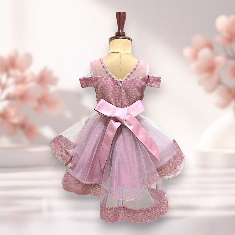 Mauve Elegant Pink Knee Length Princess Dress