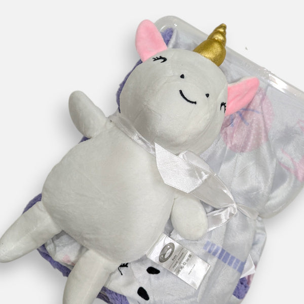 Unicorn Soft Blanket with Plush Toy