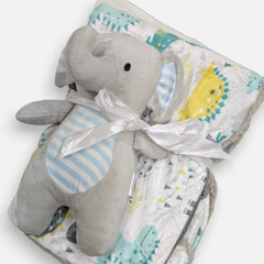 Elephant Soft Blanket with Plush Toy