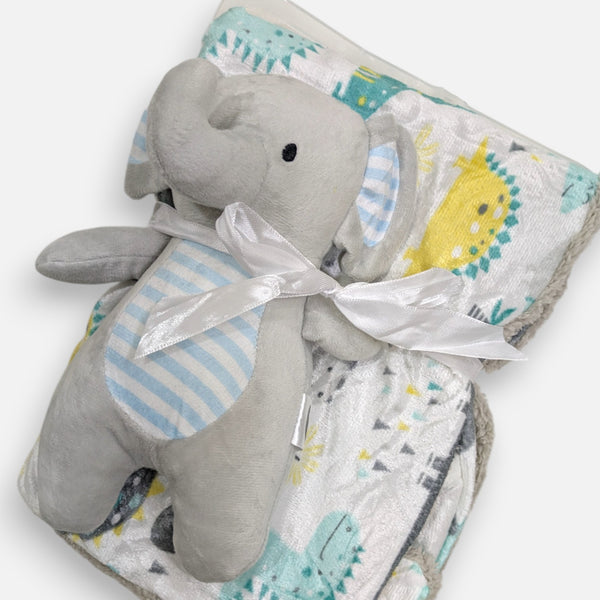 Elephant Soft Blanket with Plush Toy