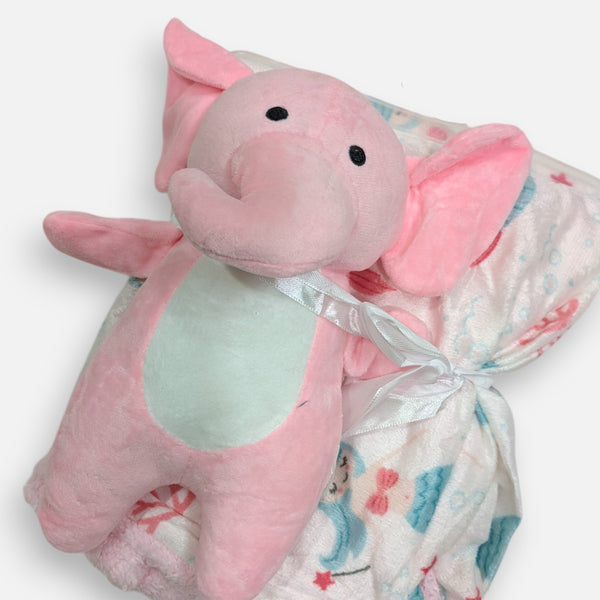 Elephant Soft Blanket with Plush Toy