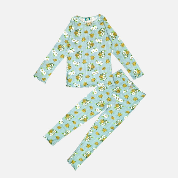 Green Knitted Printed Co-Ord Set