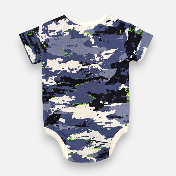 Blue Short Sleeves Printed Baby Onesies