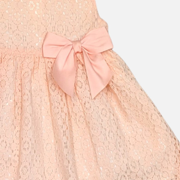 Peach Bow Lace Frock