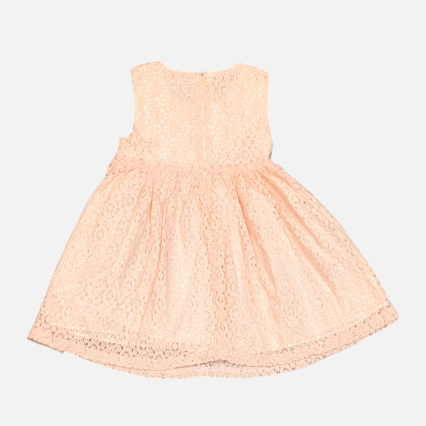 Peach Bow Lace Frock