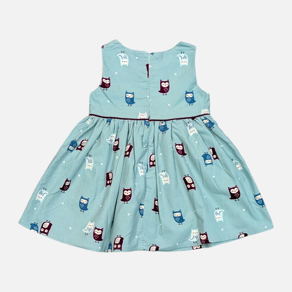 Blue Printed Sleeveless Frock