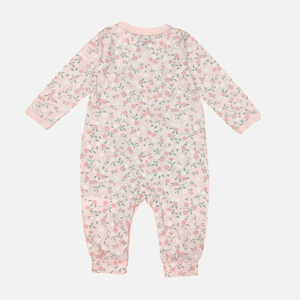 Pink Printed Full Sleeves Rompers