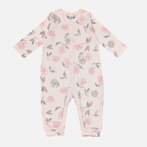 Pink Printed Full Sleeves Rompers