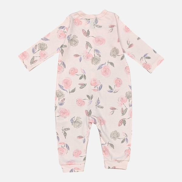 Pink Printed Full Sleeves Rompers