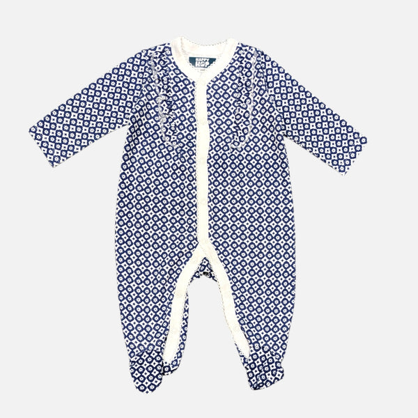 Blue Printed Frill Rompers