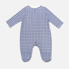 Blue Printed Frill Rompers