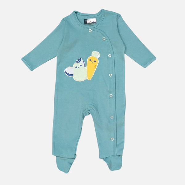Teal Embroidered Solid Romper