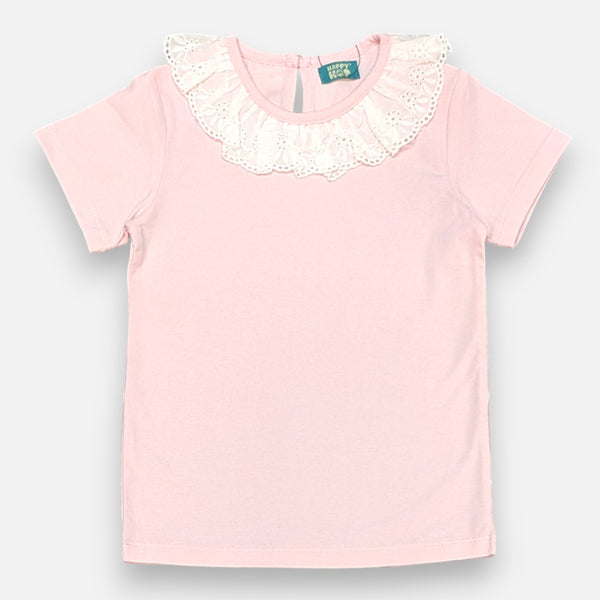 Pink Solid Frill Top