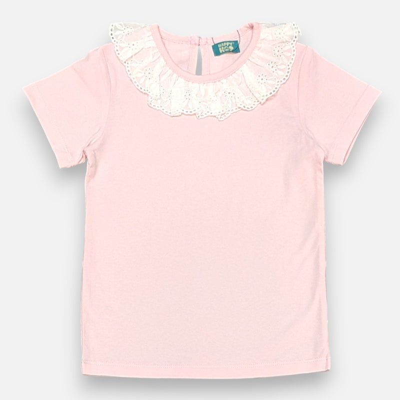 Pink Solid Frill Top