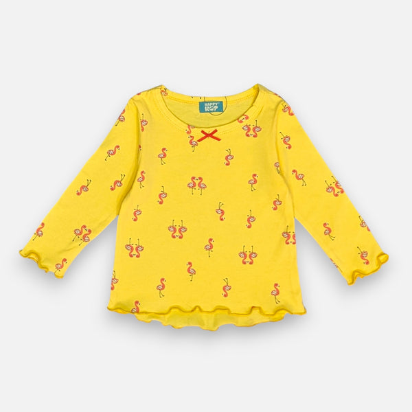 Yellow Printed Full Sleeves Top