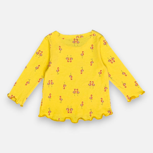 Yellow Printed Full Sleeves Top