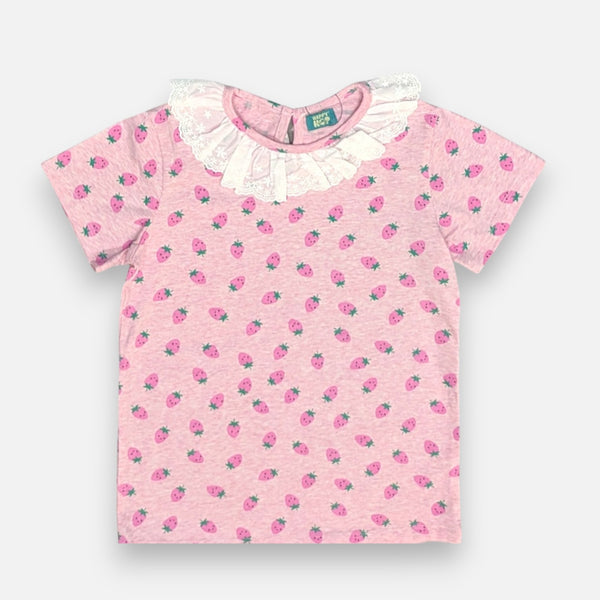 Pink Printed Frill Top