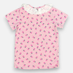 Pink Printed Frill Top