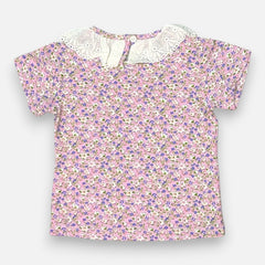 Pink Printed Frill Top