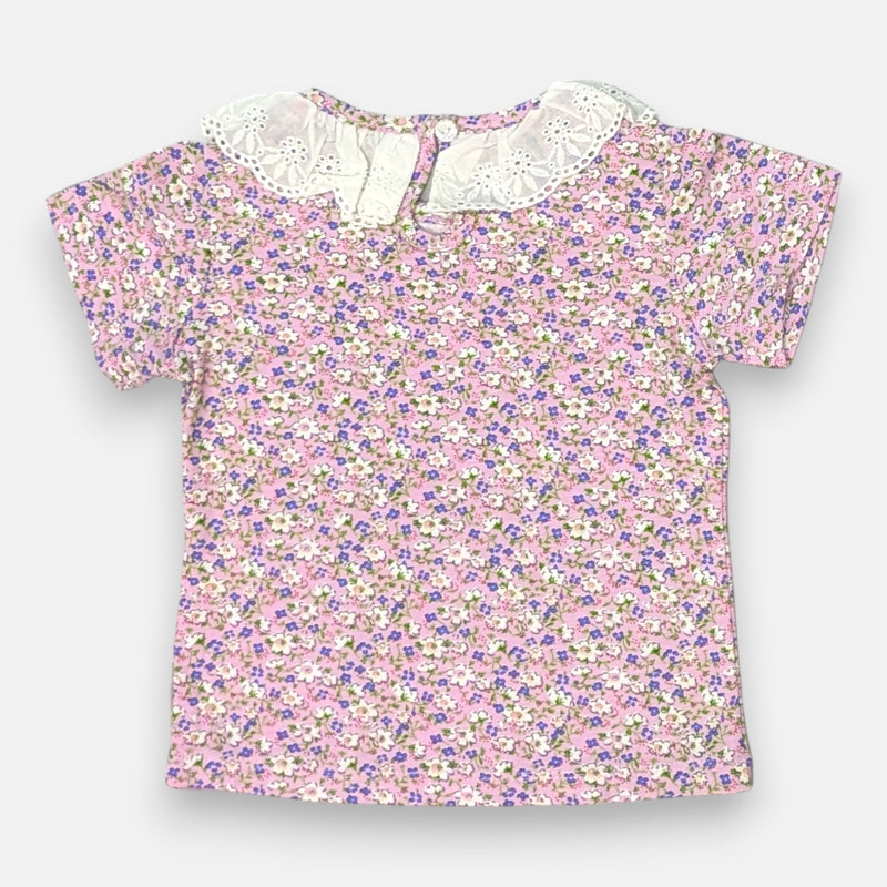 Pink Printed Frill Top