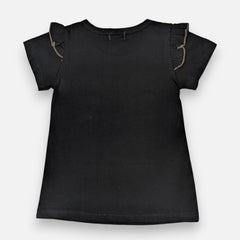 Girl Regular Fit Black Butterfly Top